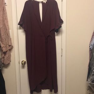 Maroon Wrap Tie Dress NWOT